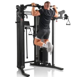 Station de musculation polyvalente 2 x 80 kg avec barre de traction et set d'accessoires - Compacte et complète pour homegym