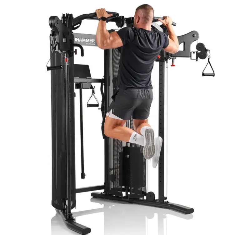 Station de musculation polyvalente 2 x 80 kg avec barre de traction et set d'accessoires - Compacte et complète pour homegym