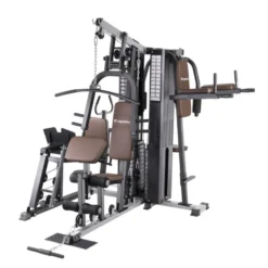 Station de musculation 5 postes en 1 pour entraînement à domicile - Machine de fitness multiposte avec presse à cuisse