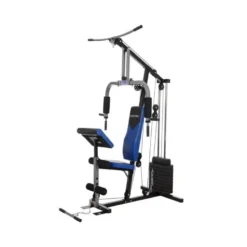 Station d'entraînement ultra polyvalente pour exercices de force avec colonne de poids de 45 kg