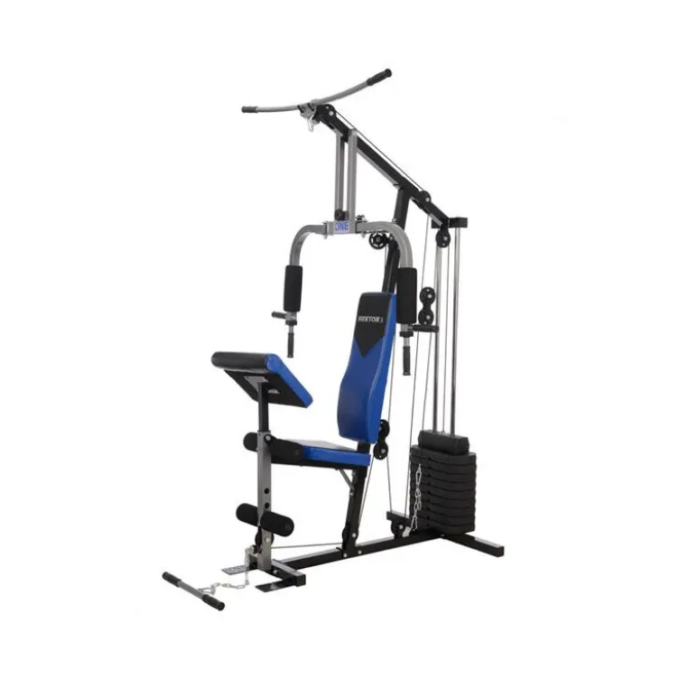 Station d'entraînement ultra polyvalente pour exercices de force avec colonne de poids de 45 kg