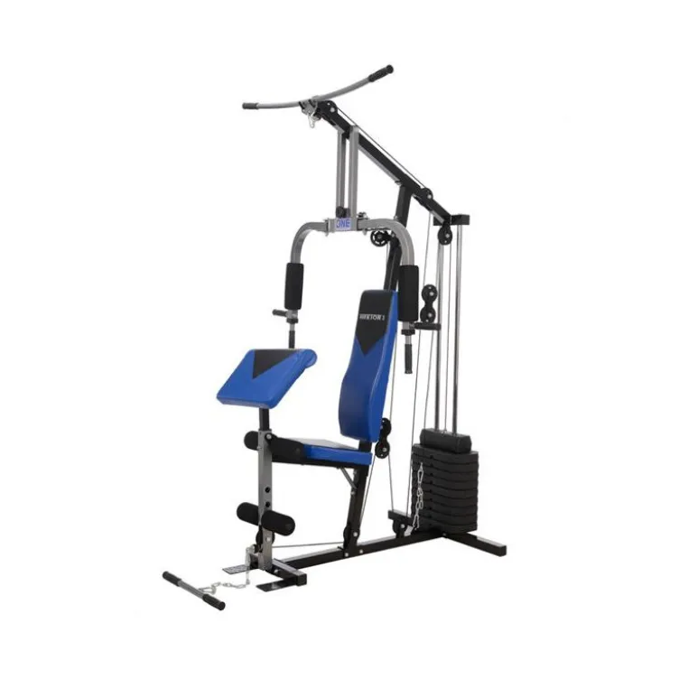 Station d'entraînement ultra polyvalente pour exercices de force avec colonne de poids de 45 kg