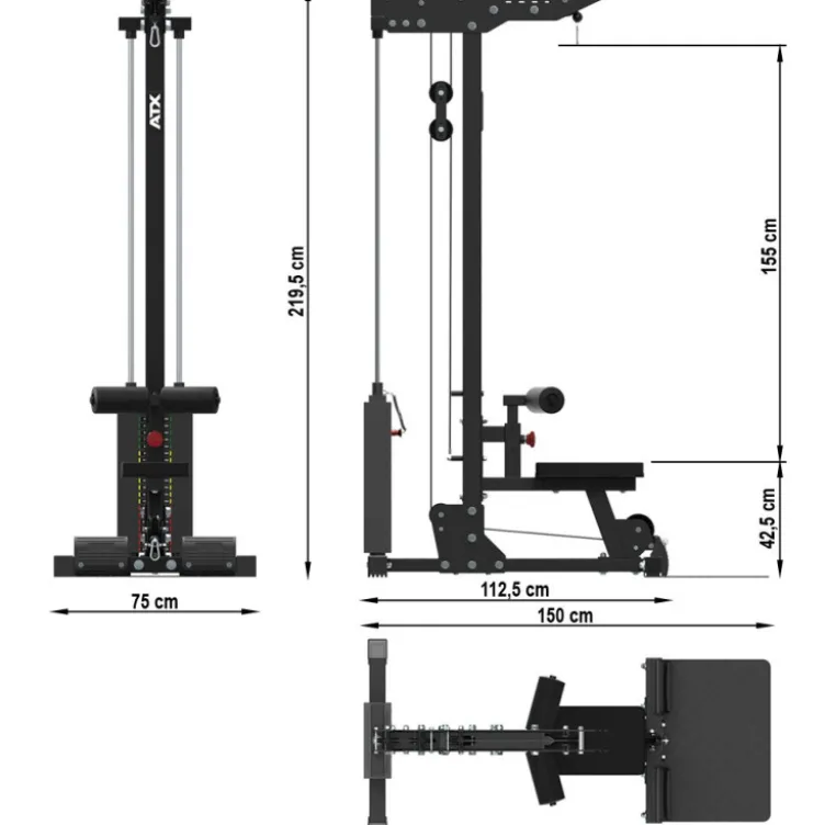 Station de tirage double ATX avec colonne de poids de 115 kg - Capacité 160 kg