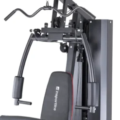 Station home gym de musculation à charges guidées avec colonne de poids 99 kg et pupitre à biceps