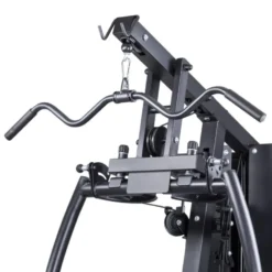 Station home gym de musculation à charges guidées avec colonne de poids 99 kg et pupitre à biceps