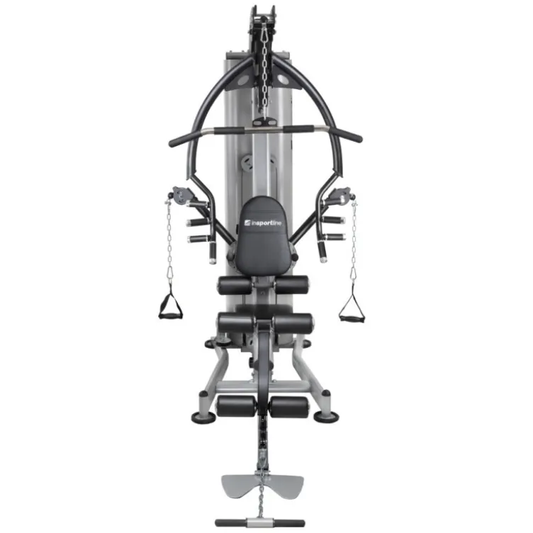 Station home-gym haut de gamme multi équipée avec colonne de poids 90 kg et leg curl extension