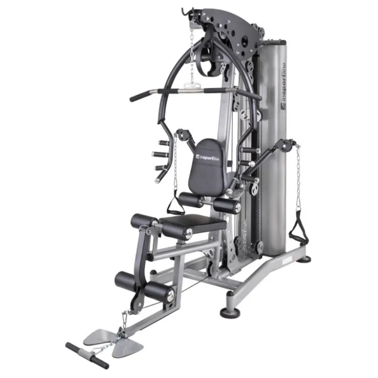 Station home-gym haut de gamme multi équipée avec colonne de poids 90 kg et leg curl extension
