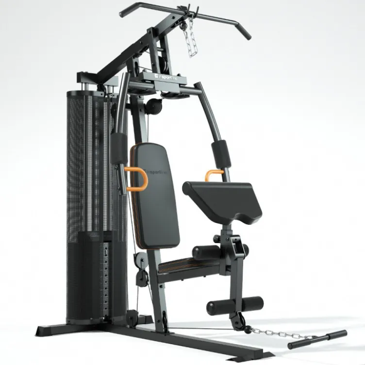 Station Home-Gym multi-postes avec colonne de poids 69.50 kg et poulie haute et basse