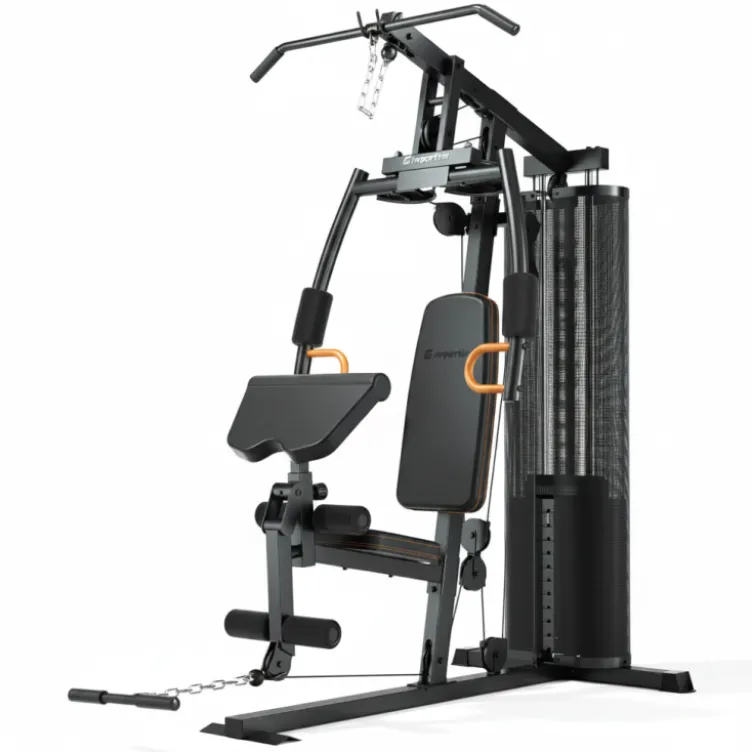 Station Home-Gym multi-postes avec colonne de poids 69.50 kg et poulie haute et basse