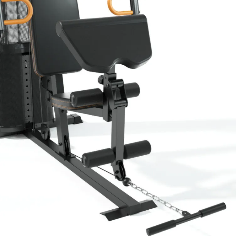 Station Home-Gym multi-postes avec colonne de poids 69.50 kg et poulie haute et basse