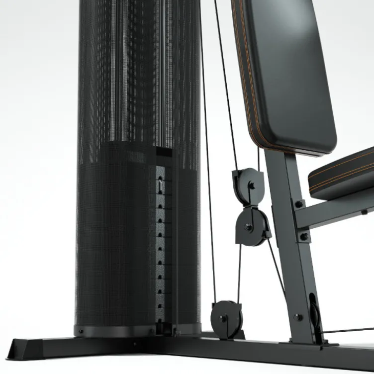 Station Home-Gym multi-postes avec colonne de poids 69.50 kg et poulie haute et basse