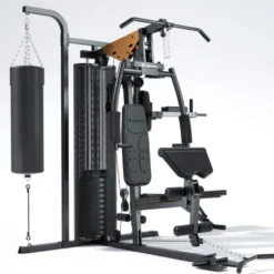 Station Home Gym multipostes 3 en 1 avec poulie haute et basse - Poste à dips - Sac de boxe