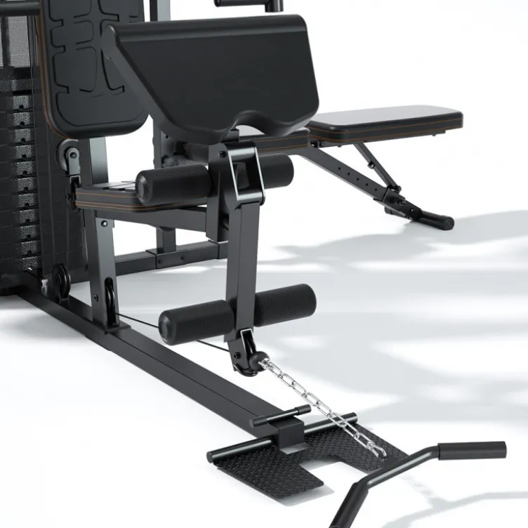 Station Home Gym multipostes 3 en 1 avec poulie haute et basse - Poste à dips - Sac de boxe