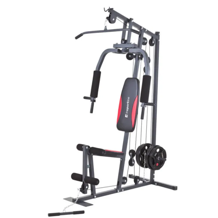 Station home-gym multi-équipée à charges libres pour entraînements polyvalents et complets à domicile