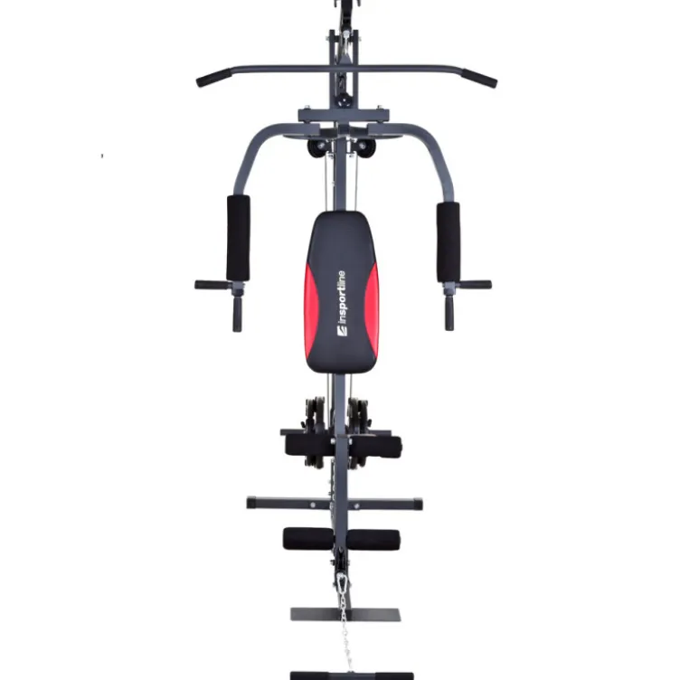 Station home-gym multi-équipée à charges libres pour entraînements polyvalents et complets à domicile