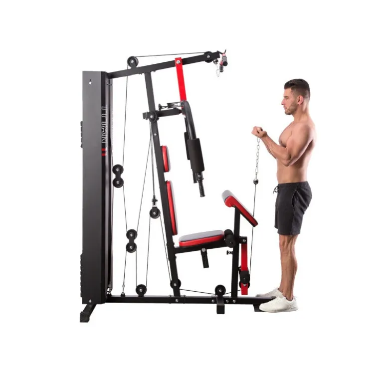 Station multifonctionnelle avec charge guidée avec colonne de poids de 67 kg pour entraînement de force en home-gym