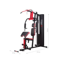 Station multifonctionnelle avec charge guidée avec colonne de poids de 67 kg pour entraînement de force en home-gym