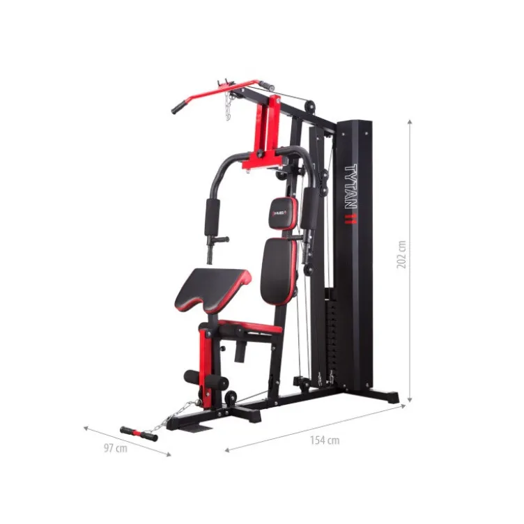 Station multifonctionnelle avec charge guidée avec colonne de poids de 67 kg pour entraînement de force en home-gym