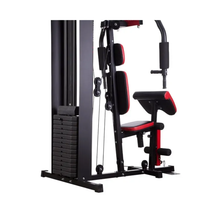Station multifonctionnelle avec charge guidée avec colonne de poids de 67 kg pour entraînement de force en home-gym