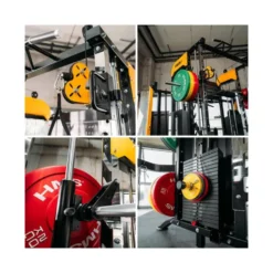 Station multi-gym avec ensemble complet d'accessoires pour des entraînements de musculation variés en homegym