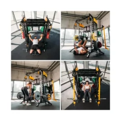 Station multi-gym avec ensemble complet d'accessoires pour des entraînements de musculation variés en homegym