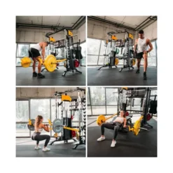 Station multi-gym avec ensemble complet d'accessoires pour des entraînements de musculation variés en homegym