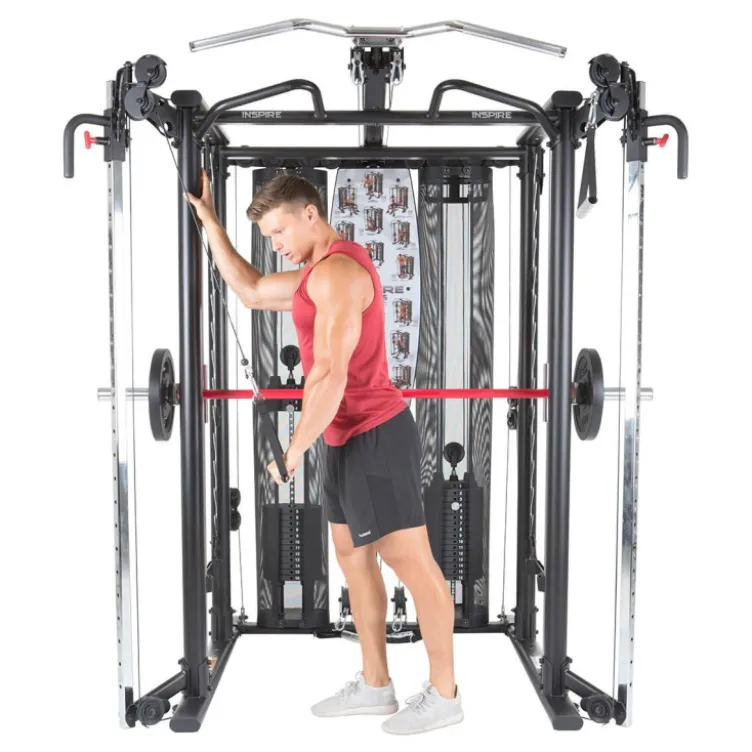 Station multi-postes complètes pour homegym de musculation - + de 60 possibilités d'exercices - SCS Smith Cage System