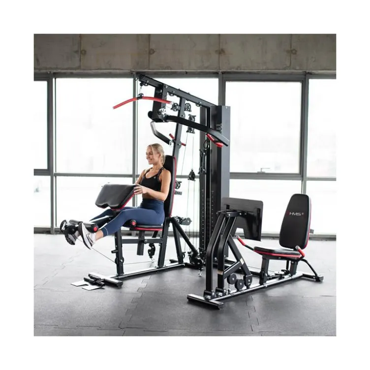 Station polyvalente multi-exercices de musculation avec presse à cuisses pour homegym