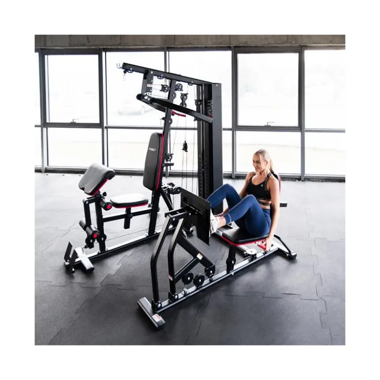 Station polyvalente multi-exercices de musculation avec presse à cuisses pour homegym