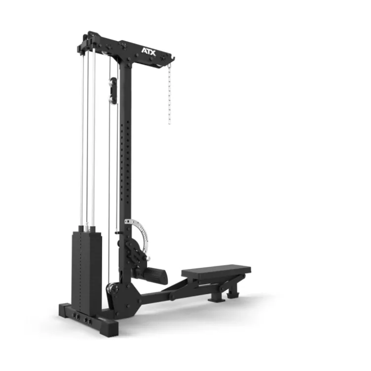 Station à poulie haute et basse ATX avec colonne de poids de 115 kg et repose-pieds réglable - Banc d'aviron rabattable