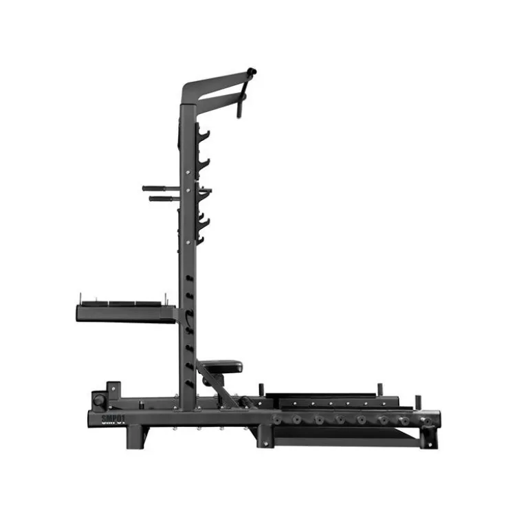 Station power rack à squat polyvalente avec fonction hip trust - Barres à dips et barre de traction intégrée