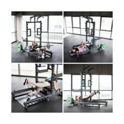 Station power rack à squat polyvalente avec fonction hip trust - Barres à dips et barre de traction intégrée