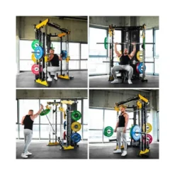 Station power rack 2 x 90 kg avec poulie vis à vis et multipress - Set d'accessoires inclus et capacité de charge 1000 kg