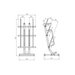 Support de rangement pour barres de musculation et disques de poids avec 6 mandrins et supports x2 pour accessoires