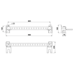 Support horizontal de rangement à fixation murale ATX avec crochets pour accessoires de musculation et barres de musculation