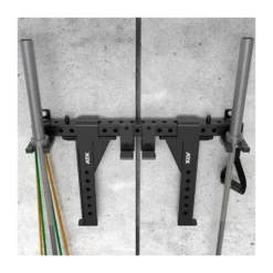Support horizontal de rangement à fixation murale ATX avec crochets pour accessoires de musculation et barres de musculation