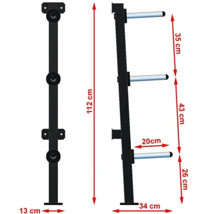 Support pour disques de poids standards 30 mm à fixation murale