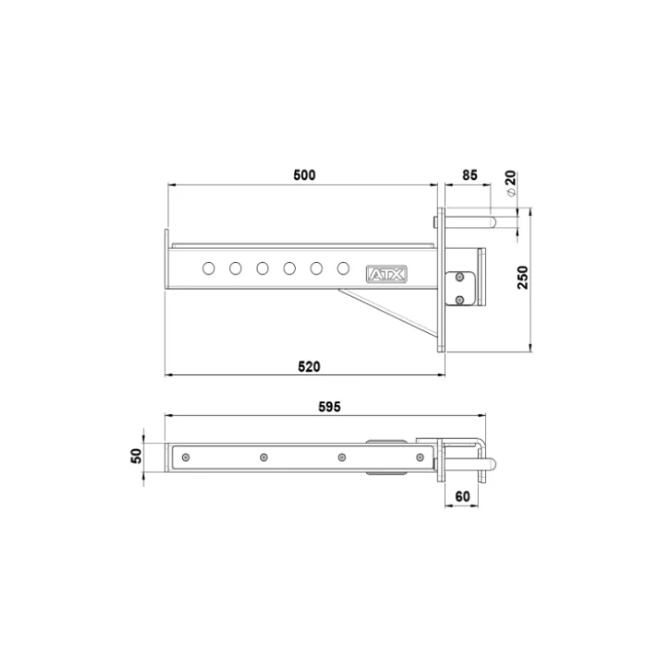 Support repose-barre ATX avec revêtement caoutchouté pour rack et cage à squat série 600