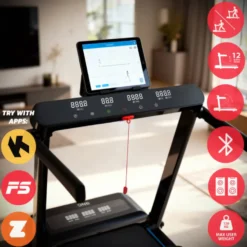 Tapis de course compact avec vitesse ajustable de 1 à 14 km/h et structure pliable - 12 niveaux d'inclinaison