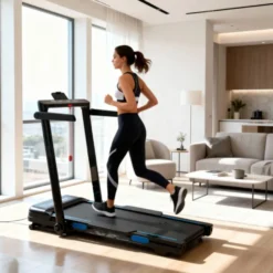 Tapis de course compact avec vitesse ajustable de 1 à 14 km/h et structure pliable - 12 niveaux d'inclinaison