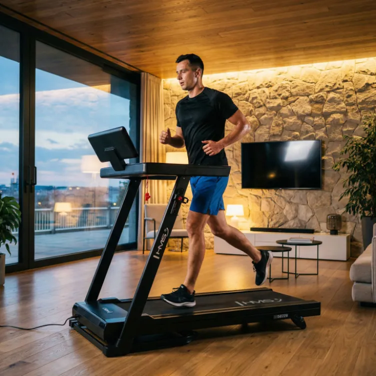 Tapis de course 1 à 16 km/h avec écran connecté et vitesse ajustable de 1 à 16 km/h - 3 niveaux d'inclinaison