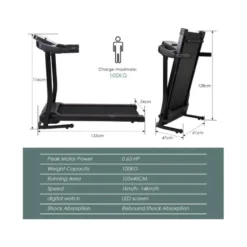 Tapis de course éléctrique 14 km/h silencieux et pliable avec support pour Ipad