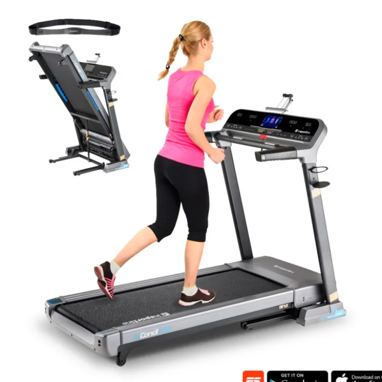 Tapis de course pliable avec ceinture de fréquence cardiaque - Vitesse de course maximale de 20 km/h