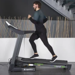 Tapis de course pliable avec ceinture pectorale et capteurs de fréquence cardiaque pour séance de cardio en homegym
