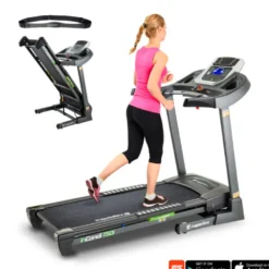 Tapis de course pliable avec ceinture pectorale et capteurs de fréquence cardiaque pour séance de cardio en homegym