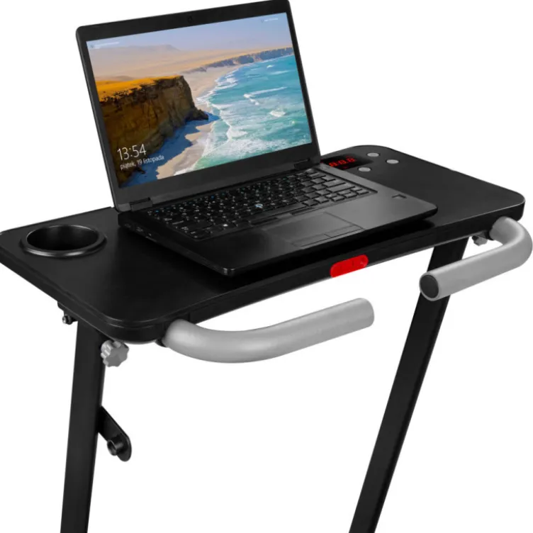 Tapis de course pliable avec espace de travail pour ordinateur et téléphone - 6 km/h maximum