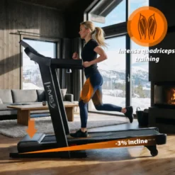 Tapis de course pliable avec inclinaison ajustable de -3 à 10% et vitesse réglable de 1 à 16 km/h