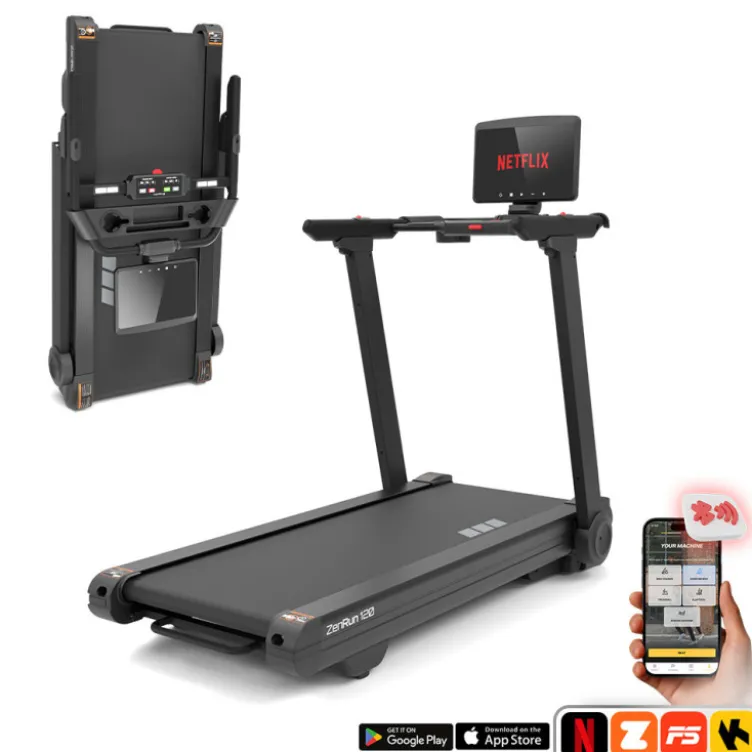 Tapis de course pliable et inclinable ZenRun 120 avec écran tactile rotatif de 15,6" - Vitesse de 0,8 à 22 km/h