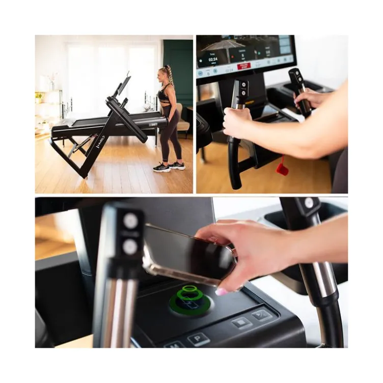 Tapis de course pliable et inclinable avec grande surface de course de 145 x 55 cm - 1 à 22 km/h max avec Bluetooth et Wifi