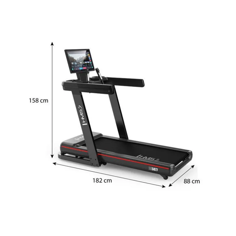 Tapis de course pliable et inclinable avec grande surface de course de 145 x 55 cm - 1 à 22 km/h max avec Bluetooth et Wifi